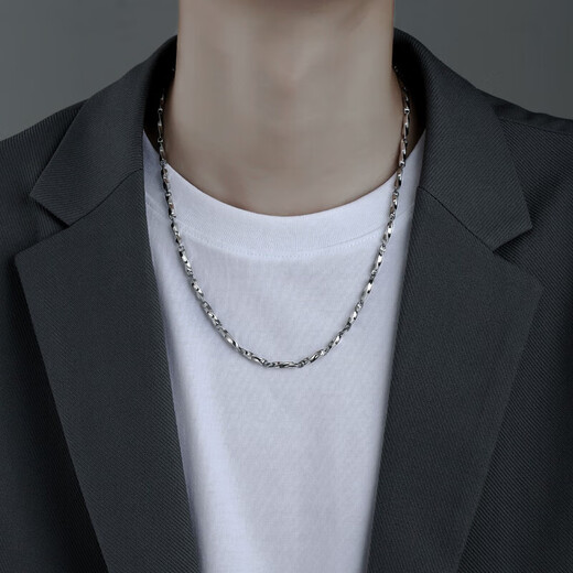 Maimid Moebius necklace men's plain chain trendy brand versatile light luxury clavicle chain titanium steel jewelry silver sweater chain necklace Moebius necklace 55cm