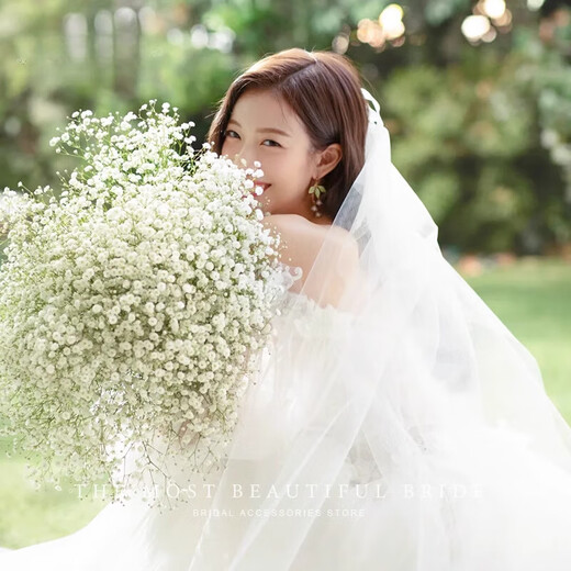 Tongrubi Lao Phoenix 999 wedding veil bride's main Korean super fairy nude gauze minimalist headdress white Swiss mesh about 1.5 meters * 1.5 meters soft gauze