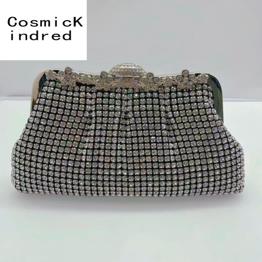 CosmicKindred new rhinestone handbag with cheongsam evening dress bag hand grab bag chain diamond bag celebrity dinner bag golden