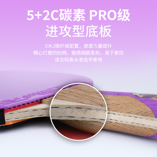 Double Happiness (DHS) seven-star table tennis racket finished product double-sided reverse adhesive color rubber H7001 horizontal shot