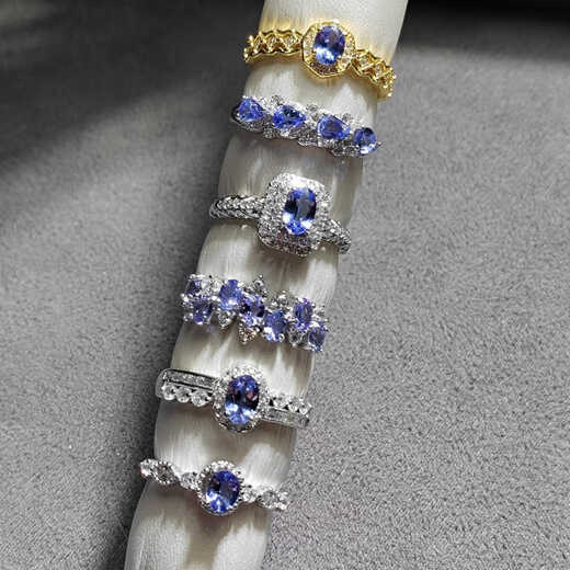 Li Shen natural tanzanite ring 925 silver ring tanzanite blue facet clean body fire color good sapphire ring TS031