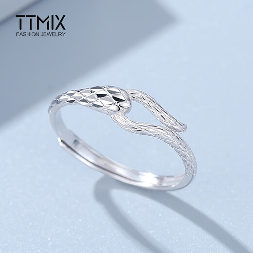TTMIX spirit snake temperament platinum ring women's pt950 women's fashion zodiac snake live mouth platinum ring 2.5-2.7g