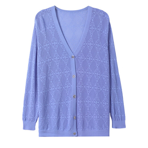 Hengyuanxiang mother ice silk sunscreen knitted cardigan for women in summer middle-aged women in summer shawl jacket thin outer air conditioning shirt off white 3XL