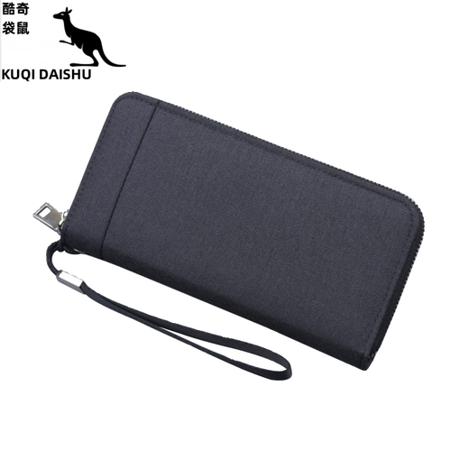 KUQIDAISHU canvas men's wallet long handbag men's zipper clutch men's mobile phone bag large capacity denim bag 13803 canvas handbag gray