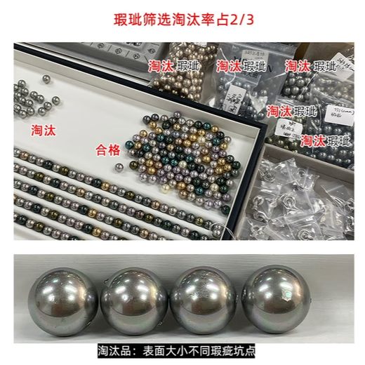 Forest artificial Tahitian Morandi color mixed color pearl necklace, high-end color peacock green sweater necklace 10mm Black Butterfly Queen dragon-shaped buckle 45cm