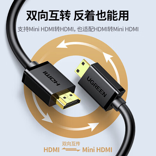 Green Network (UGREEN) HDMI21 HD conversion cable MiniHDMI to HDMI support 8K 1.5m MiniHDMI to HDMI4K model 11167