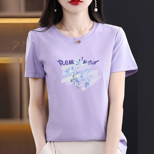 Pure cotton white short-sleeved T-shirt women's loose printed T-shirt summer top 6193 white short-sleeved XL (recommended 120-135 Jin [Jin equals 0.5 kg])