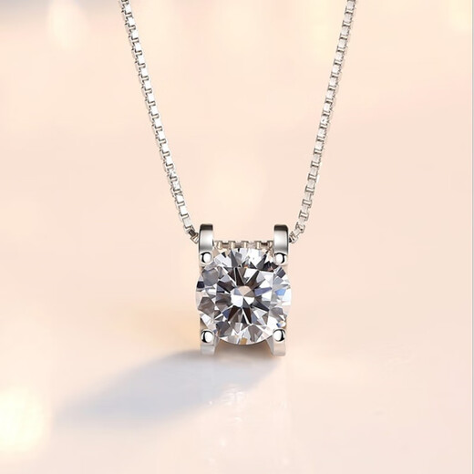 Olevo Moissanite diamond necklace 18K gold white bull head pendant clavicle chain PT950 platinum 1 carat 2 carat neck necklace 18K gold white pendant + chain main diamond 2 carats