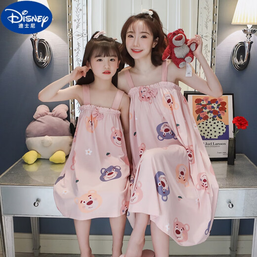 Disney Girls Suspender Nachthemd Sommer Dünnmodell Modal Girl Prinzessinstil Kinderpyjamas Mutter und Tochter Eltern-Kind-Outfit Fairy Trend LDE-11304 (Baumwollgaze-Set) m Größe [Höhe 155-160 cm Gewicht 100jin [Jin Equals gleich 0,5 kg]] 160