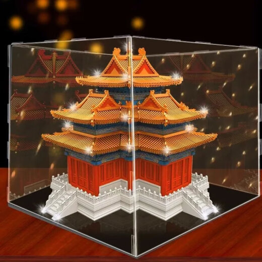 千年隼角楼兼容乐高积木榫卯结构建筑国潮成人高难度男孩拼装玩具 纵横江湖 勇往直前 加大苏园林9889粒【亚克力盒】+