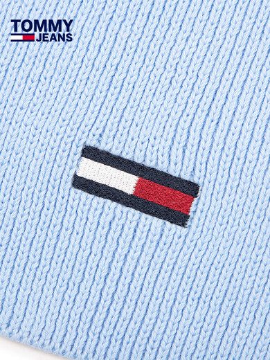 
Tommy Hilfiger [New Year Gift] Women's Pure Cotton Casual Simple Small Embroidery Mark Warm Solid Color Knitted Scarf 16779 Blue