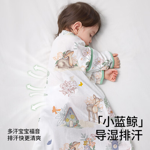 Betas Baby Schlafsack Sommer Bambus Baumwoll Gaze Baby Pyjamas integrierte Kinder Anti-Kick-Quilt Schlafsack vorne 4 Rücken 2 Spirit Deer m