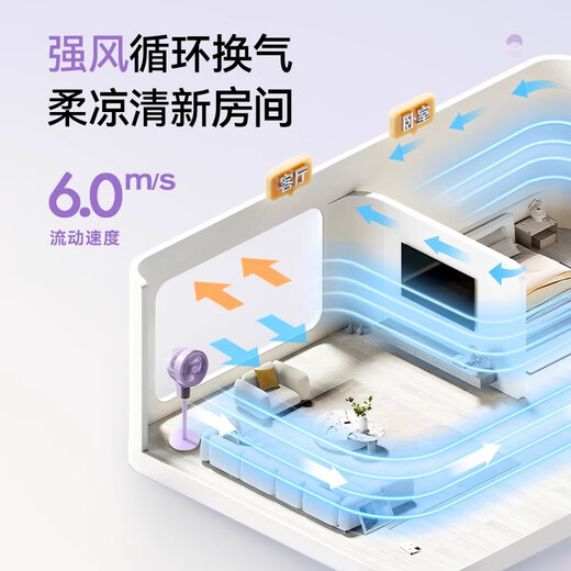 创维空气循环扇电风扇家用智能语音遥控大风力轻音台地两用循环风扇电扇涡轮换气扇冰岛系 Q859【智能语音款】升级加高1050mm-紫
