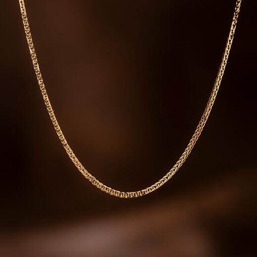 Kechu 18K gold necklace women's Au750 platinum rose gold color gold Chopin chain men's clavicle chain plain chain 18k gold (with authoritative certificate) 035 60cm