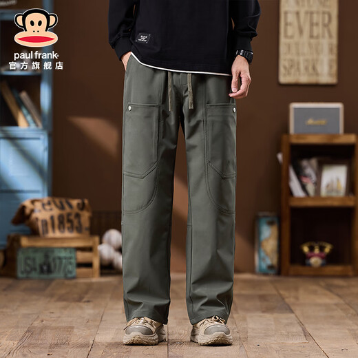 Big Mund Monkey (Paul Frank) American Retro Work Clothes Casual Hosen für Männer Frühling und Herbst Neue trendige Marke VERSATILE LOSSE LOSSE ERHALTEN MEN MEN MISTERN MILITARY GREEN