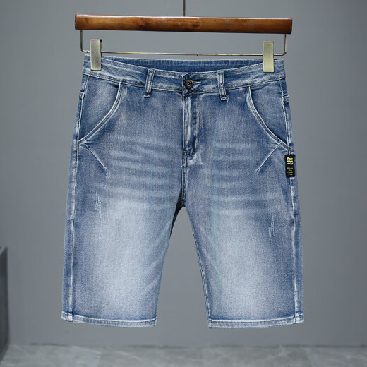 Zengzhi 2025 Neuer Sommer Dünne Denim-Shorts Herren Fünf-Punkte-lose geradlinige mittelouser lässige, vielseitige Stretchhose 671 Blaugrau 29 (2 Fuß 2)