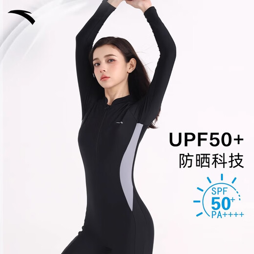 Anta Anta Slim Taille Badeanzug Frauen einteilige langärmelige Surf-Tauchanzug schlanker und konservativer Badeanzug schwarz l