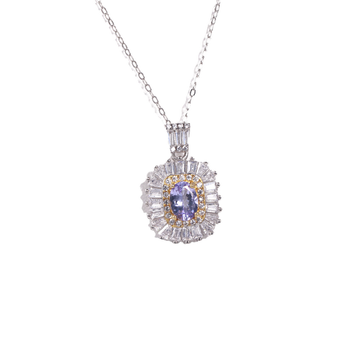 Canxian's favorite crystal natural tanzanite pendant S925 silver inlaid exquisite and elegant girl jewelry necklace gift comes with matching S925 silver chain. Certificate required