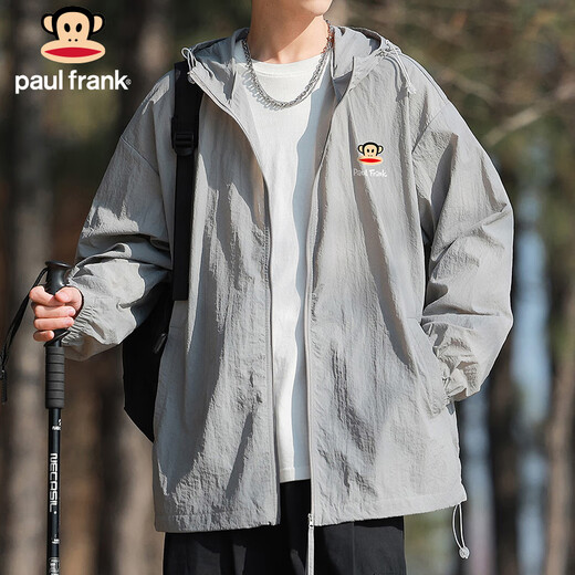 Paul Frank Ice Silk Sun Protection Clothing Men's UPF50+ Summer Thin Outdoor Fishing Sun Protection Clothing Jacket Cement Gray XL