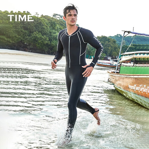 WATERTIME Wet Suit Men's Jellyfish Suit Snorkeling Suit Sun Protection Waterproof Mother Cold One-piece Long Sleeve Swimsuit Swimming S (Height 160-165 Weight 50-55kg)