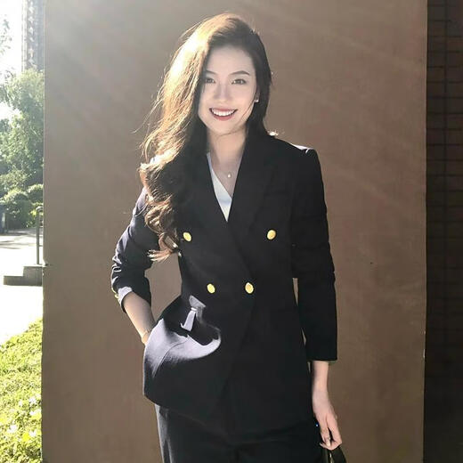 LeCali Professional Blazer Women's Business Meeting Formal Wear Speech Contest Interview Workwear Sales High-end Work Clothes Professional Blazer Black XL 120Jin Jin is equal to 0.5 kg within