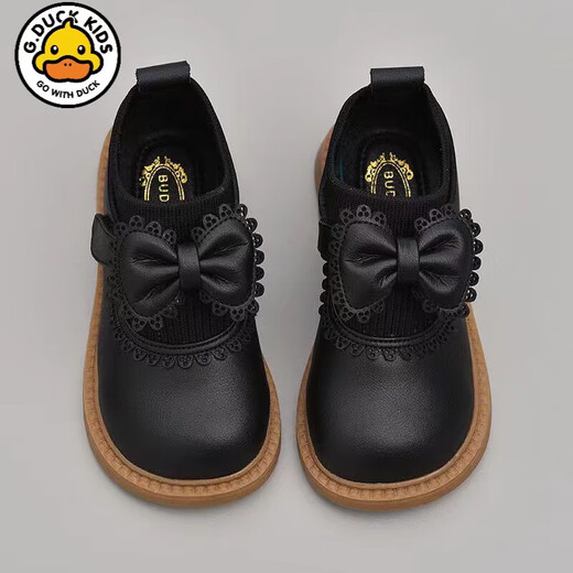 G.duck Little Yellow Duck Girls' Shoes Super Soft Leather Shoes 2026 Spring and Autumn New Elastic Socks Princess Shoes Versatile Children's Shoes Off-White (Add 1cm to your foot length when ordering) 29 (inner length 18cm)