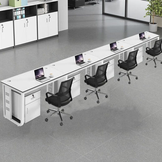 OIMG desk staff desk computer desk double three-person desk staff station 234 people desk four-person staff desk U-shaped single row 2 people + 2 cabinets