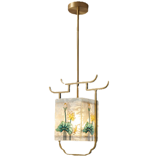 Nouveaux lustres en cuivre en cuivre complet Couleur en émail salon chambre à coucher de chambre à coucher zen de style chinois de style chinois lampe d'allée 6189 Black Frothbing Gold [matériau en cuivre complet]