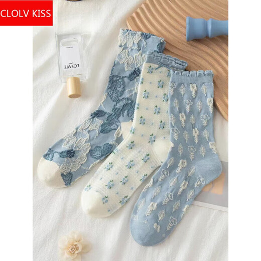clolv kiss2025新款袜子女士中筒袜春秋冬季存棉可爱日系复古堆堆袜ins潮袜 12804 均码 (35-40码)，买2组减五元