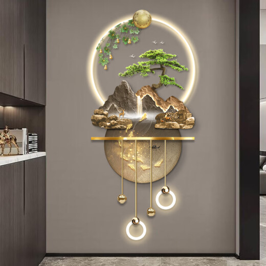 Zeichnen der Stadt Fulu Jinshan Eingang Dekorative Malerei Landschaft hochrangiger dreidimensionaler LED-Wandlampenmalerei Eingangsflur und Korridorhängung Fulu Jinshan ZP4836+ZP4837+ZP4839 60*130 cm gewöhnliche Hängsmalerei ohne Lichter