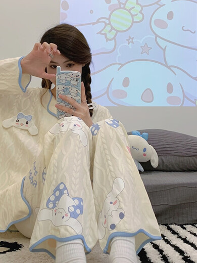 蕉内（Bananain）睡衣女士春秋款长袖网红风家居服全棉秋冬季开衫月子两件套装 【开衫套装】9207 XL 【建议105-120斤】