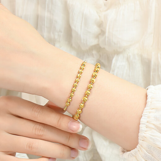 Jun Bu Xing Xing Cai Bao 18K gold laser cat’s eye plain gold bracelet personalized versatile hand ornaments A (15+3CM)