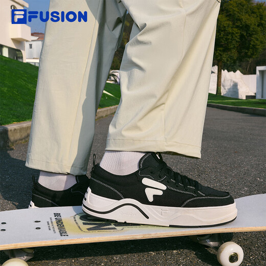 Fila fusion zhang hao même style fichier de mode marque de chaussures pour hommes skateboard 2025 Été nouveau 50-50 chaussures de toile chaussures décontractées noir / lait blanc-bg 42