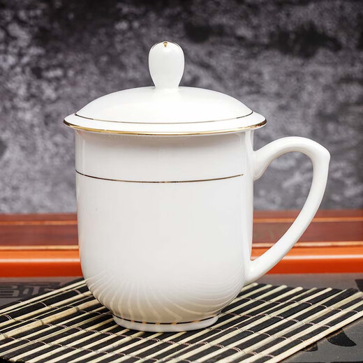 Ceramic tea cup, office meeting cup, chess and card room water cup, tea house cup, home tea cup, commercial custom water cup 1# welcome cup, cup with lid 400ml 400mL (not included)-600mL (inclusive)