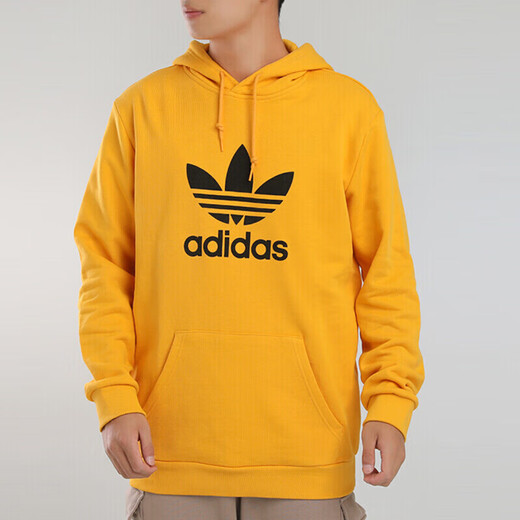 阿迪达斯 （adidas）三叶草男士上衣2025春季运动休闲连帽防风套头衫卫衣 GD9923黄色 S -46