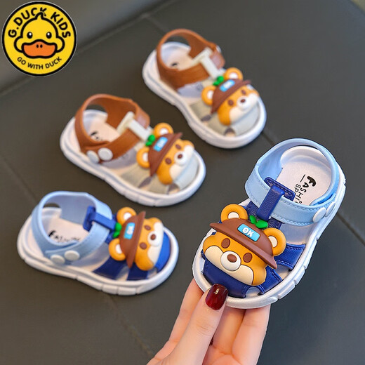 G.DUCKKIDS children's sandals in summer new style for boys' bag heads and hole shoes for small and medium-sized children and girls' babies cartoon non-slip beach shoes blue 16