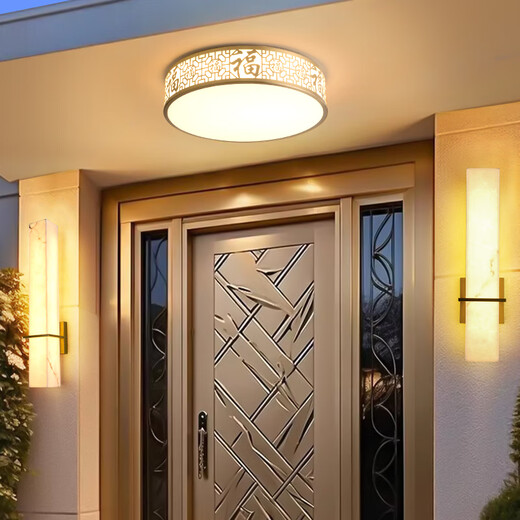 Durable door ceiling light foyer light house light eaves balcony outdoor balcony light outdoor waterproof door new 6626-50 cm-three color light change-42W