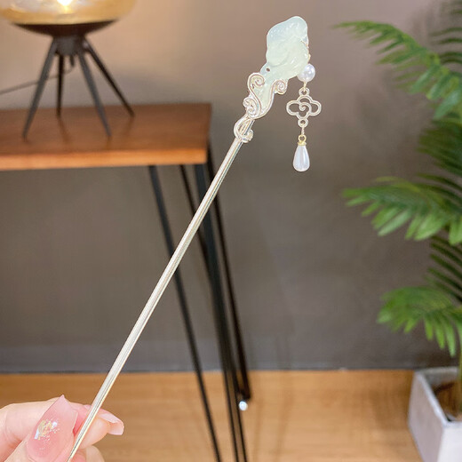 Biyun New Chinese Style National Style Xiangyun Jade Ruyi Hairpin Feminine Tassel Step Shake Cheongsam Updo Hairpin Hair Accessories Everything Goes Wishful Hairpin Gold