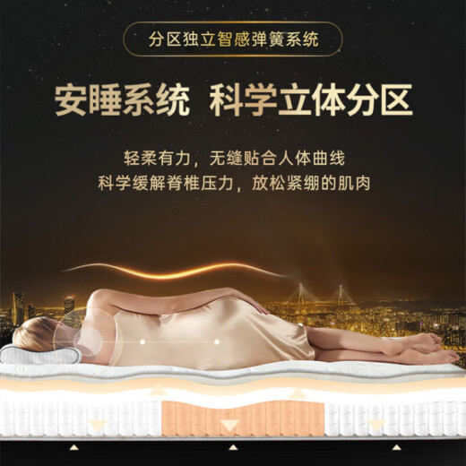 Yusen Yilan SI Fabricación inteligente de cinco estrellas Simmons Mattress Látex Silent Independent Spring Roll Pack Compression Super Soft Plus Light Luxury D Modelo (24 cm Medio de espesor Soft y duro 1350*2000