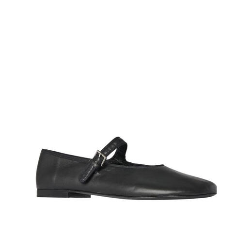 Les chaussures et bottes de luxe en rang pour les femmes Boheme MJ Buckle Flat Shoes F1396N60-BLK 24 HOT VENTE NOIR 36