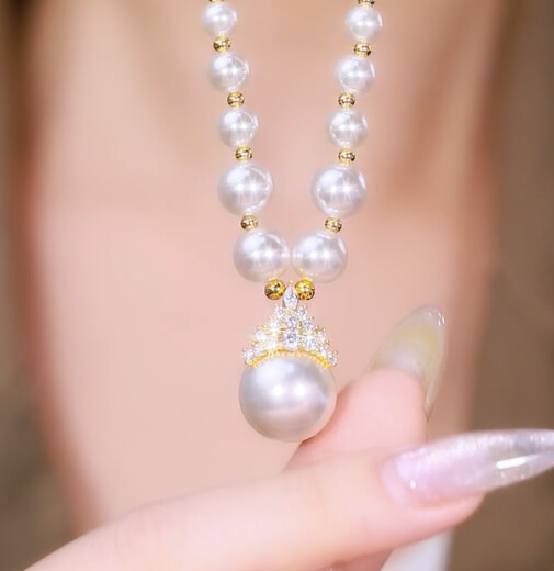 Excellent Pearl Necklace Women's Light Luxury Niche High-Class Clavicle Chain 2025 New Necklace Accessories Pendant Sweater Chain Pearl Color Necklace