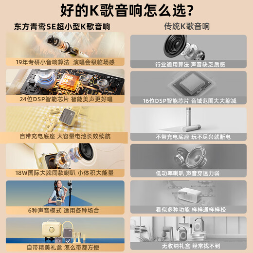 Divoom click sound conspicuous package karaoke speaker with dual microphone sound card all-in-one speaker microphone bluetooth audio home karaoke singing artifact home KTV live broadcast Goddess Day set