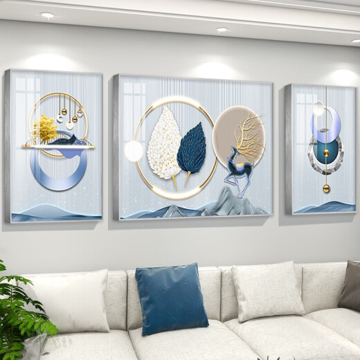 Moderna sala de estar simple Sofá Background Decoración de la pared Pintura de luz nórdica TV Luxury TV Pintura abstracta Mural TXMG12004 Middle 80*60cm/Right 40*60cm adecuado para 2.