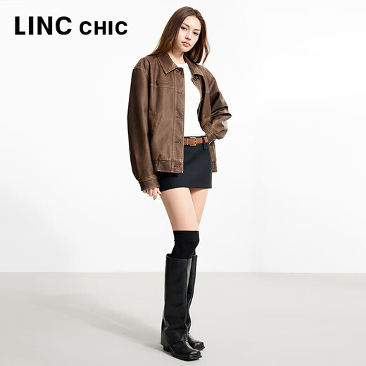 La nueva chaqueta corta de cuero de proteína Pilot's Pilot de Jin Yujie para la chaqueta suelta de la solapa corta de la mujer S251JK033Y