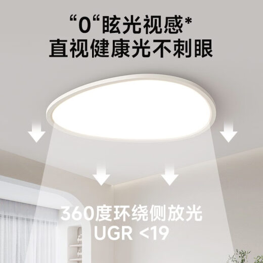CLCEY箭牌鹅卵石卧室灯现代简约书房间吸顶灯2025新款创意护眼中山灯具 全光谱Ra9755cm-已接入APP/