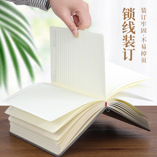 嘉然恒 笔记本本子A5皮面加厚记事本可定制简约商务办公会议记录本高颜值大学生手帐本日记本工作日志 蓝灰色