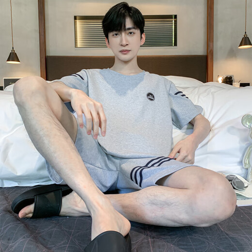 2025新款睡衣男夏季棉质薄款短袖短裤套装青少年休闲家居服可外穿 HDE9929 XL