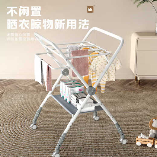 He Jiangong Japan exports diaper table baby care table baby baby changing multi-function newborn diaper touch table Athens gray traditional style + storage basket + clothes drying rack + general