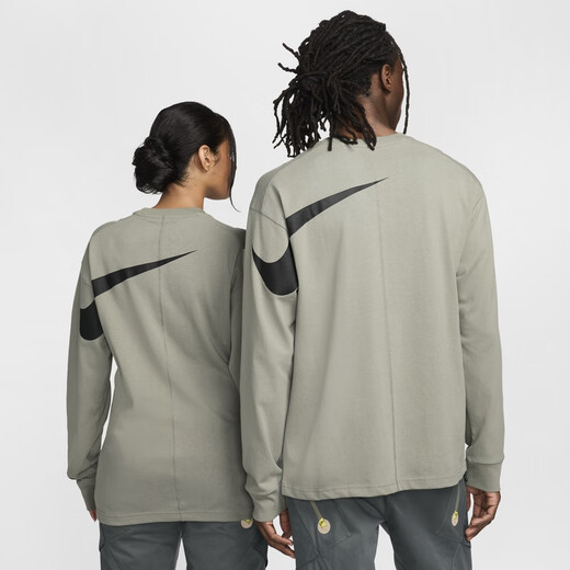 耐克（NIKE）官方ISPA男女长袖上衣情侣纯棉休闲运动叠搭舒适FJ7375 053暗泥灰/黑 XS