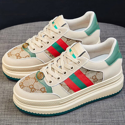VIPVCK Neue Frauenschuhe, weiße Schuhe, Frauen 2025 Frühling und Herbst Retro Casual Dirty Schuhe, leicht und dicker, vielseitiger Sportschuhe Trend, Khaki Cool Style Vck841 39